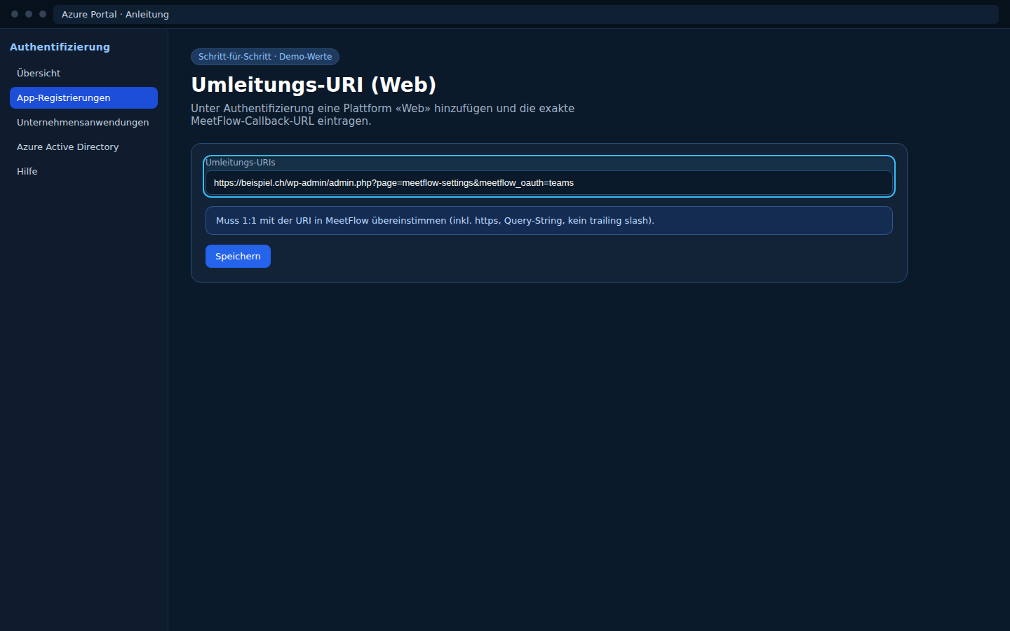 Entra — Umleitungs-URI (Web)