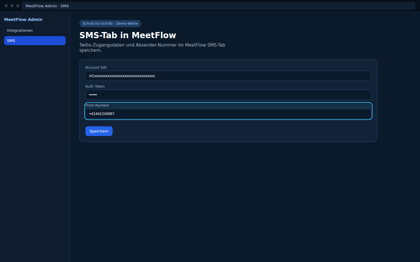 MeetFlow — Tab SMS-Erinnerung