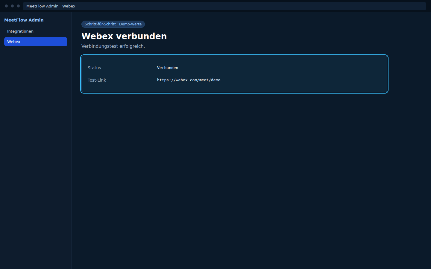 MeetFlow — Webex verbunden