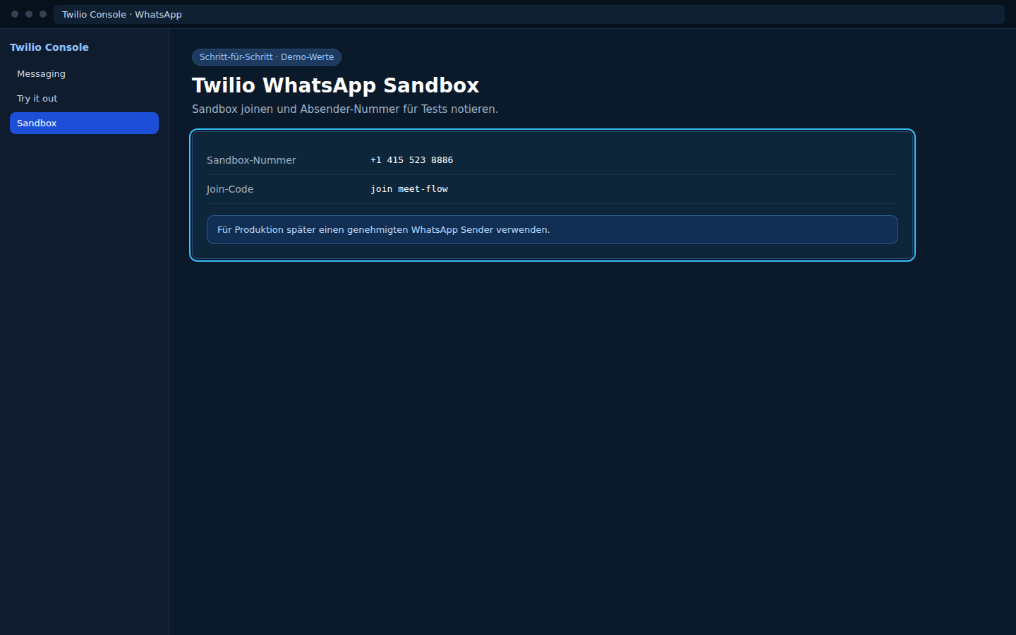 Twilio — WhatsApp Sandbox