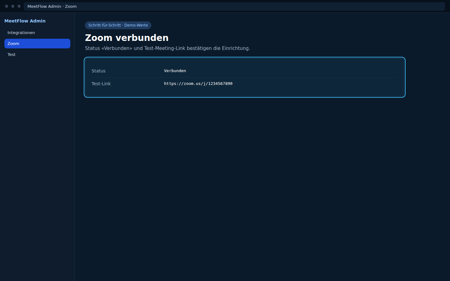 MeetFlow — Zoom verbunden