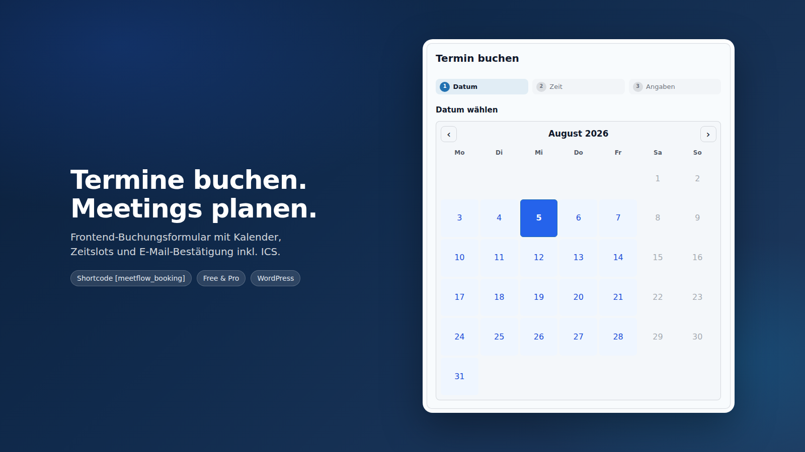 MeetFlow Frontend-Buchungsformular