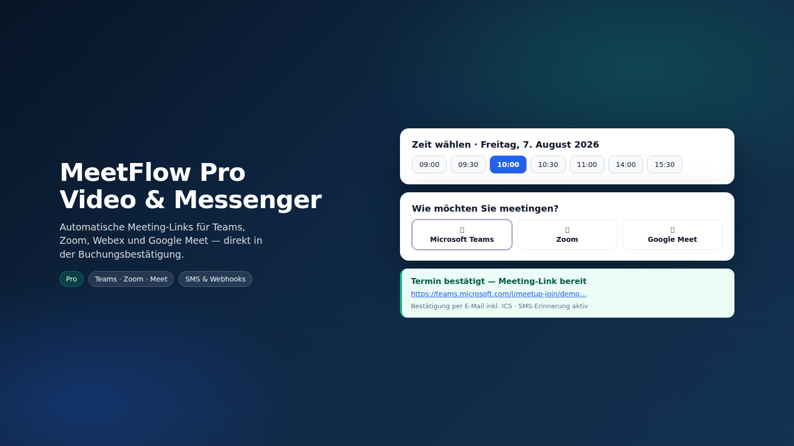 MeetFlow Pro: Buchung mit Meeting-Link